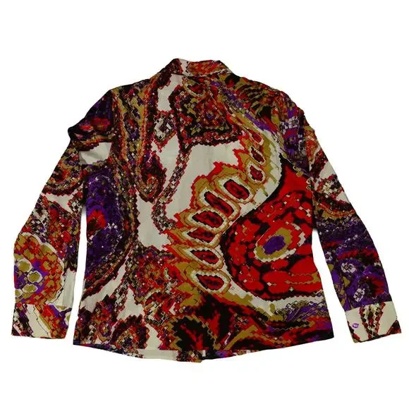 Escada Paisley Silk Cotton Button Up Blouse Long Sleeve Ladies Size 42 - Picture 7 of 7